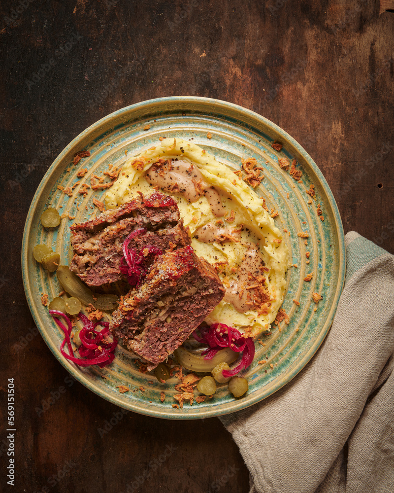 Obraz na plátně Meatloaf with Potato Puree