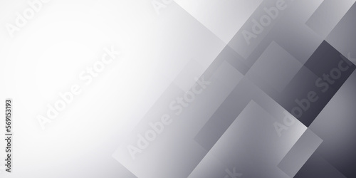 Billede på lærred Abstract white and gray geometric square shape overlapping layer background