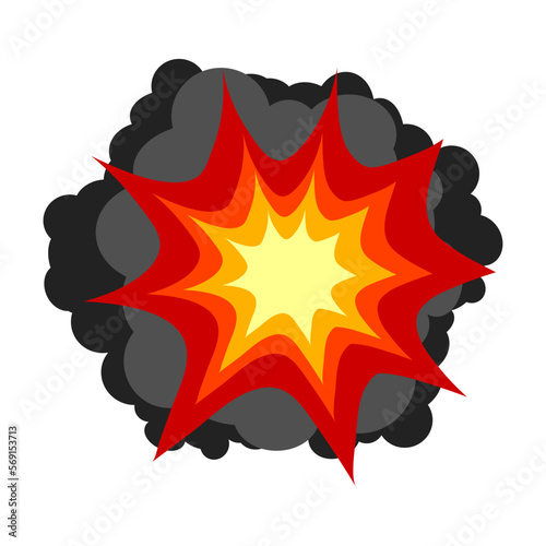 Cartoon dynamite or bomb explosion. Boom clouds and smoke. cloud. fire.
