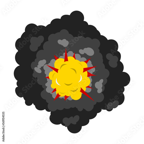 Cartoon dynamite or bomb explosion. Boom clouds and smoke. explosive.