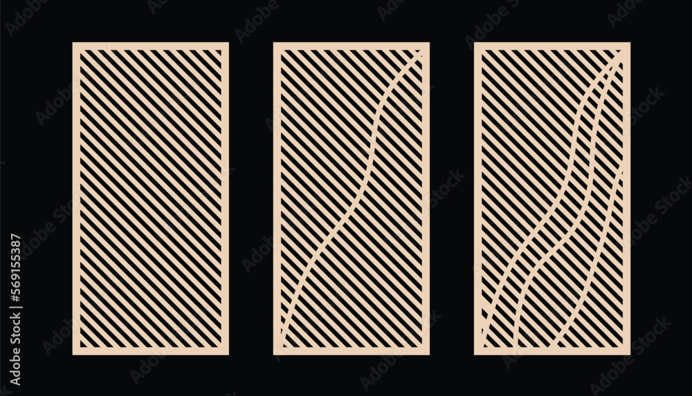 Laser cut panel set. Vector template with abstract geometric pattern ...