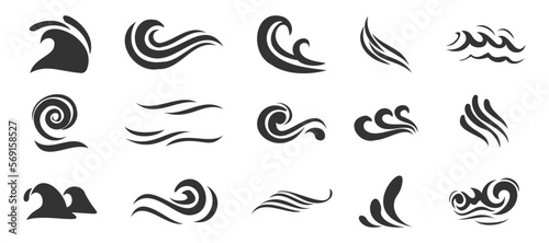 Set of sea wave icons. Water splash wave icons collection