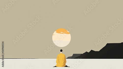 Minimalistic design of peace and meditation, being calm and collected photo