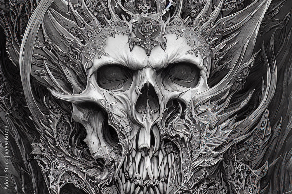 Skull demon king concept art portrait hyperdetailed skulls horror sf ...