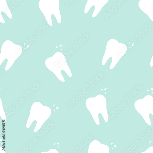 Seamless pattern of healthy teeth. Vector illustration