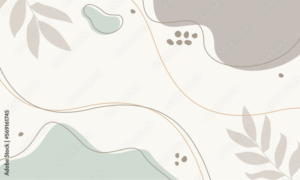 Abstract nature background vector with hand drawn of liquid organic shapes and botanical ornaments Abstract nature background vector with hand drawn of liquid organic shapes and botanical ornaments
