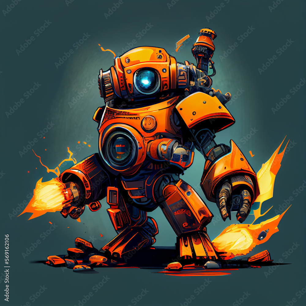 illustration of a robot comic character for graphic element/sticker/t shirt design ideas.Generative AI Technology illustration of a robot comic character for graphic element/sticker/t shirt design ideas.Generative AI Technology