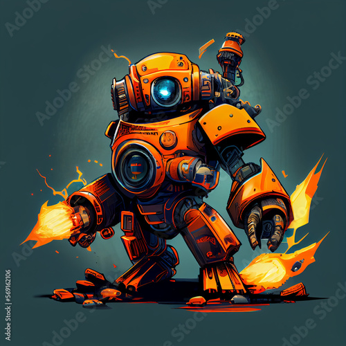 illustration of a robot comic character for graphic element/sticker/t shirt design ideas.Generative AI Technology