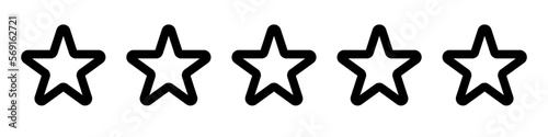 Simple five-star icon. Ratings and reviews. Ranking icons. Vectors.
