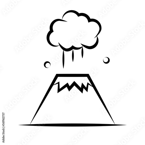 Japanese style erupting volcano icon. Vector.
