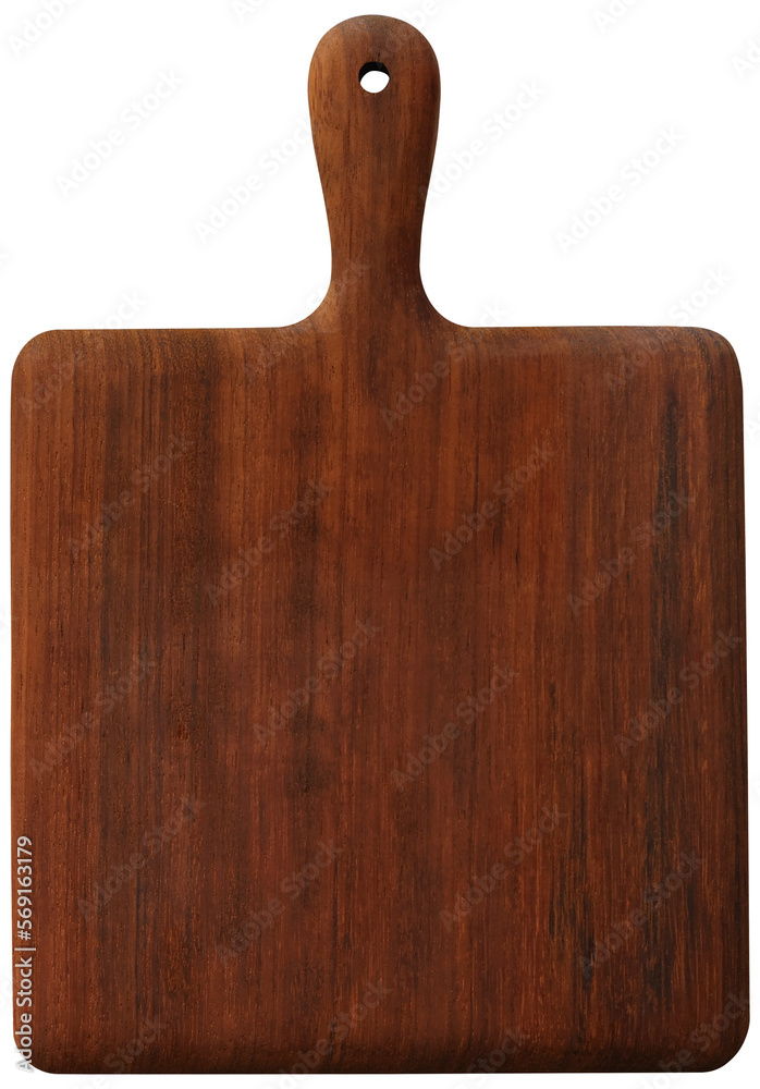 Fototapeta premium Wooden cutting board isolated. Top view.