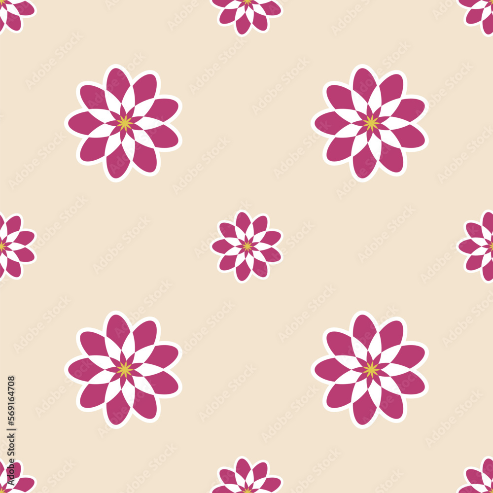 Seamless flower pattern vector floral shape doodle plant abstract texture background illustration for digital paper and print materials