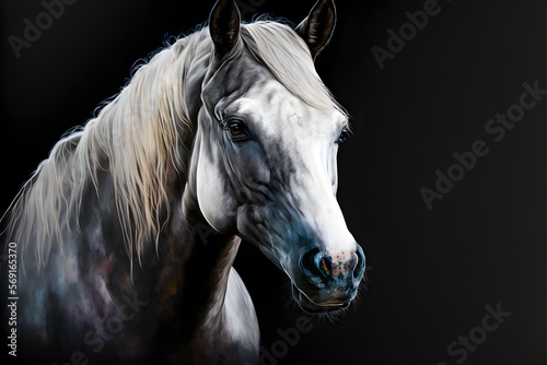 Beautiful horse painted in watercolor. Generative AI.