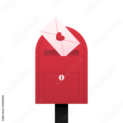 Love letter vector. Mailbox vector. mailbox on pink background. Love letter in mailbox. Envelope.