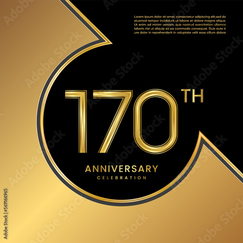 170th Anniversary Celebration. Logo design with gold color numbers for an anniversary celebration event. Logo Vector Templates