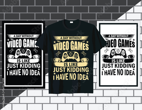 Gaming typography t shirt design vector illustration