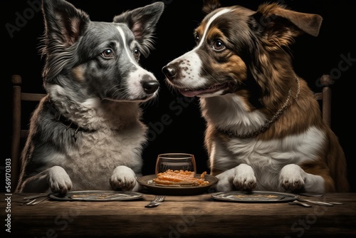 happy dogs together playing and in love, ai generative content