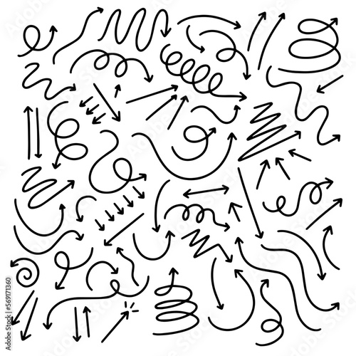 Set of arrows doodles hand drawing effect