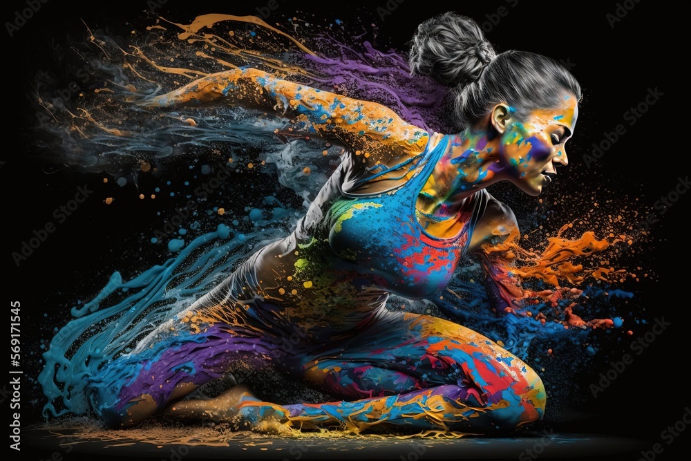 Fitness Artistic Stunning Woman with Colorful Physicality Based