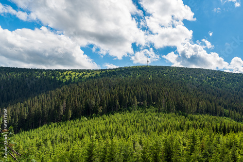 Praded from Sokol hill summit in Jeseniky mountains in Czech republic