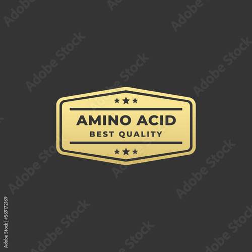 Elegant Amino Acid Seal or Amino Acid Icon Label Vector On White Background. Elegant Amino Acid vector for any design about protein. Amino Acid Label isolated for any product.