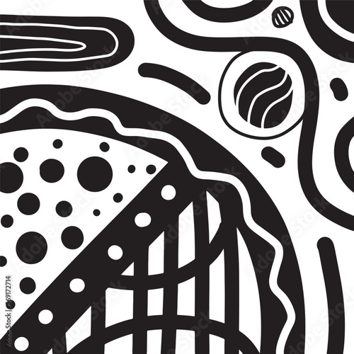 Black and white doodle vector illustration. hand drawn line arts abstract backgrounds geometric pattern for print, wallpaper, banner, poster, wall art, decorative.