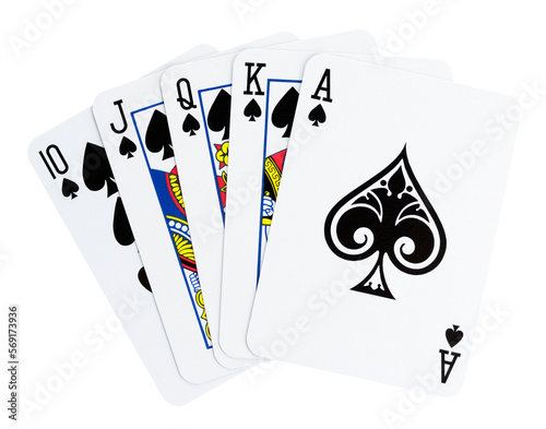Royal flush playing cards isolated on transparent background. Png format   © seralex