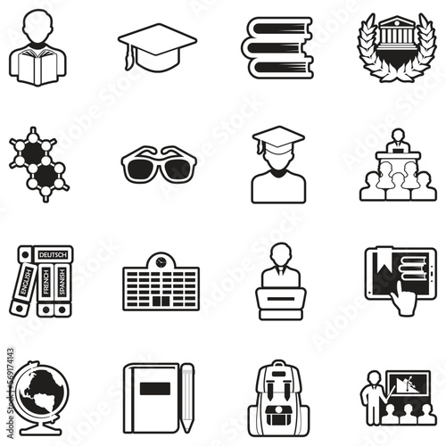 Student Icons. Line With Fill Design. Vector Illustration.