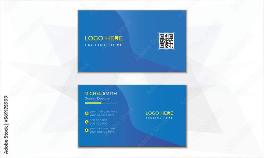 Creative business card template design with gradient combination for self or company  