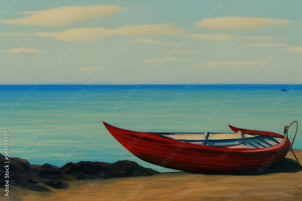 Boat At The Sea Beach Painting