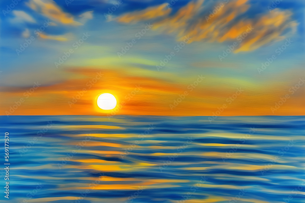 Sun Sinking Into The Sea Art