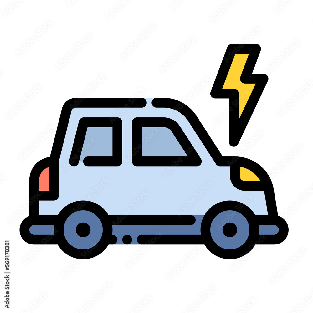 electric car vehicle transportation eco ecology icon