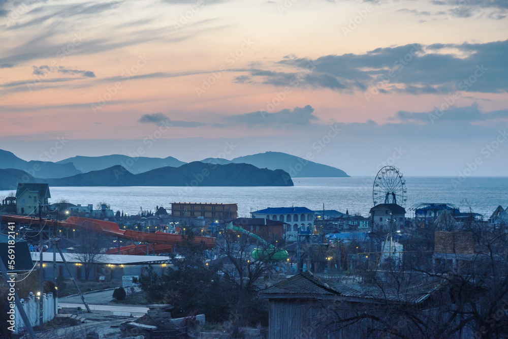 Top View of Koktebel village at morning. Crimea