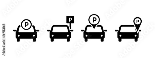Public parking vector icon for car sign symbol illustration. parking car in black style - stock vector.
