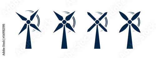 Wind Turbine Vector Icon. turbine icon in flat style concept.