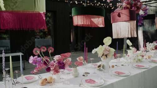 Beautiful wedding decor, all decorated in bright colourful colours