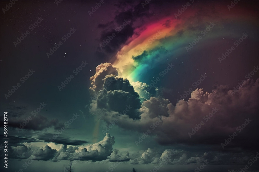 Fototapeta premium Rainbow on a cloudy sky generative AI