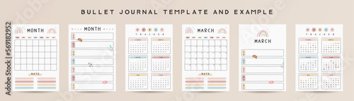 Bullet journal template. Vector illustration.