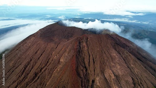 Aerial view of Mount Slamet or Gunung Slamet is an active stratovolcano in the Purbalingga Regency.  photo