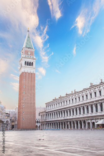 Beautiful view of St. Mark's Cathedral Campanile in Venice, Italy