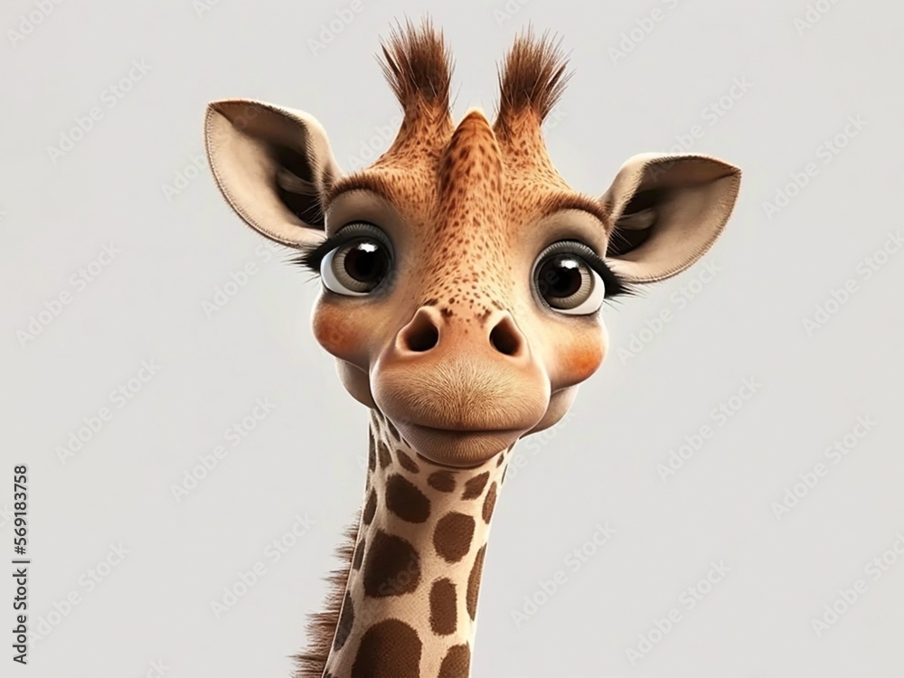 AI Generated: Giraffe Portrait Illustration
