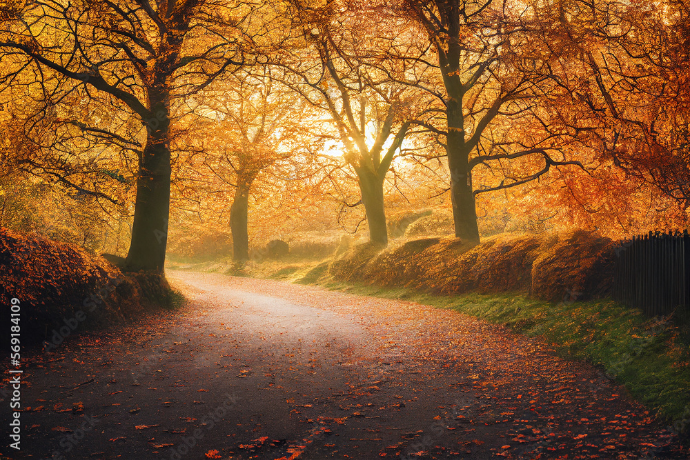 Fototapeta premium nature path silent foggy trees