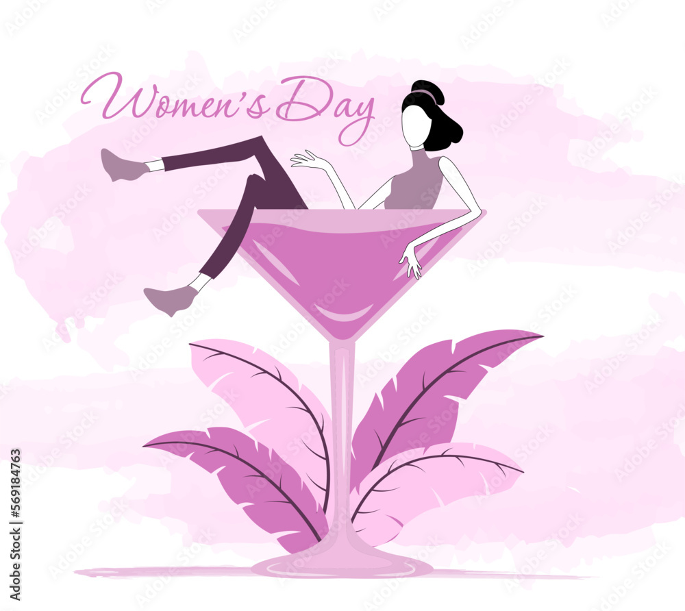 Women’s Day. March 8. A woman sits in a glass Women’s Day. March 8. A woman sits in a glass