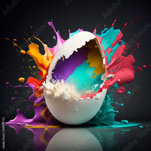 colorful splash easter egg. generative ai.