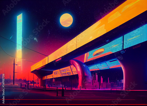 dark atmosphere style colorful futuristic city