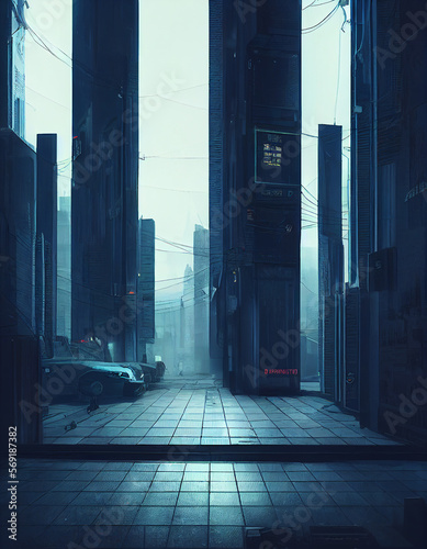 dark atmosphere style futuristic city