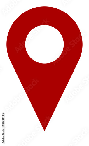 Red Location Pointer Pin or You Are Here Marker Hotspot Symbol Sign Icon. Vector Image.