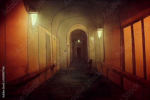 mystical old style corridor