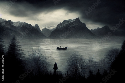 ship on the ocean storm