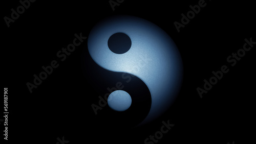 Wallpaper Mural Metallic Ying Yang symbol with effects on a black background Torontodigital.ca